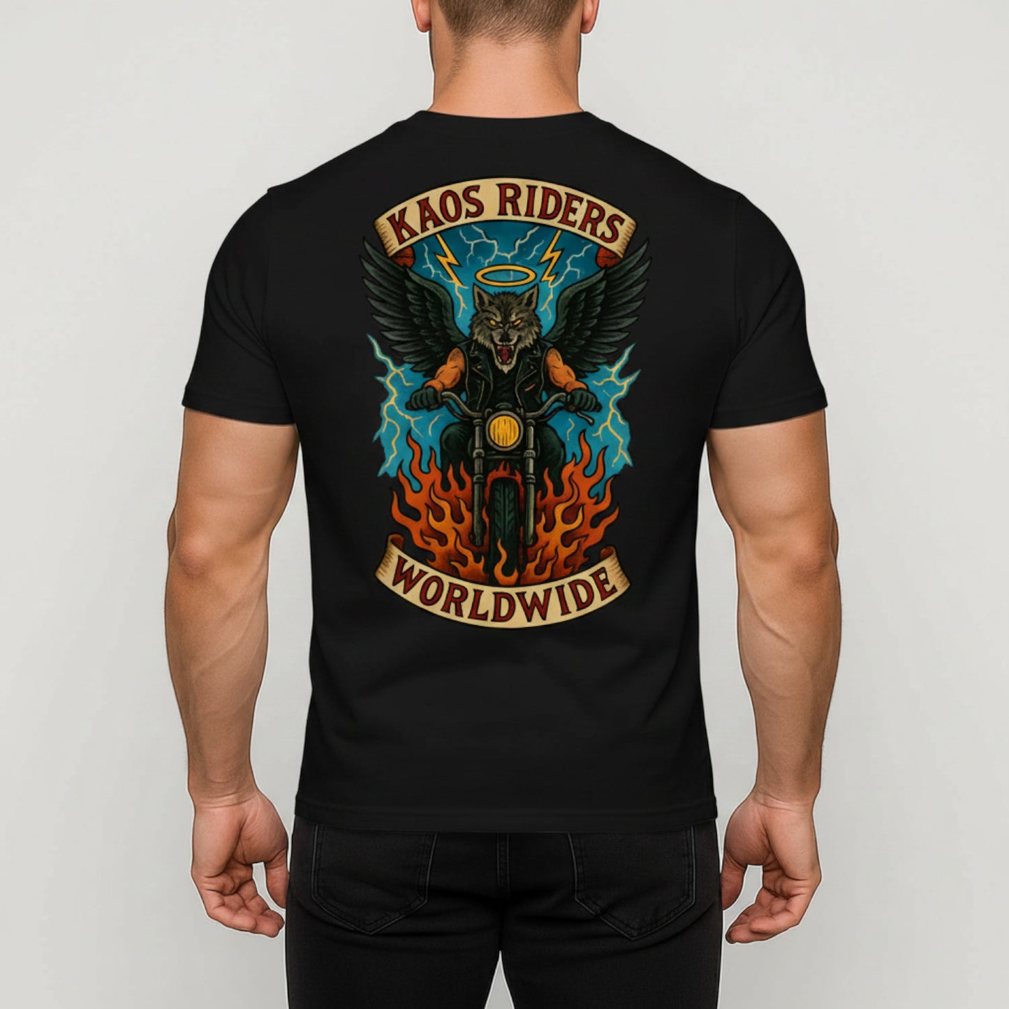 KAOS Riders Winged Wolf Motorcycle T-Shirt | KAOS CLOTHING D48