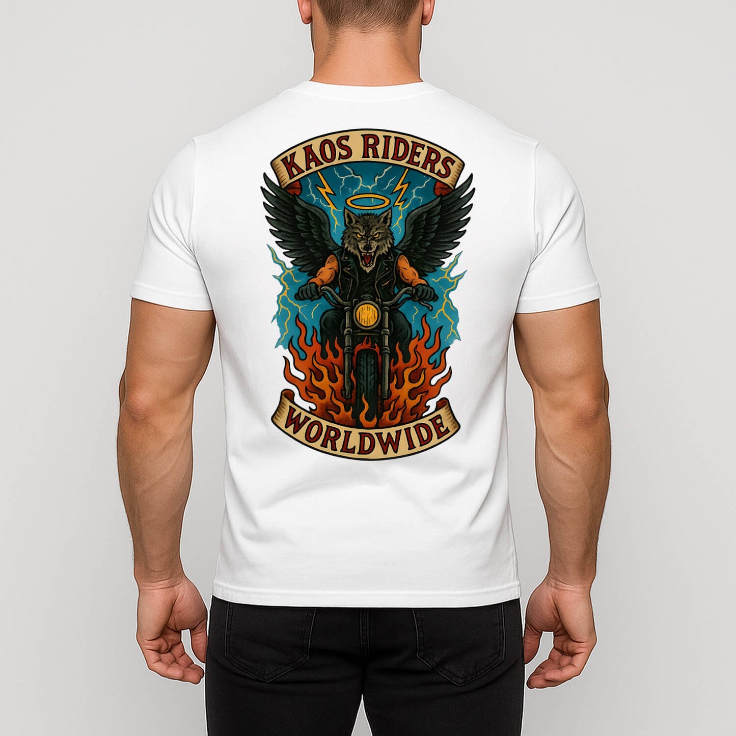 KAOS Riders Winged Wolf Motorcycle T-Shirt | KAOS CLOTHING D48