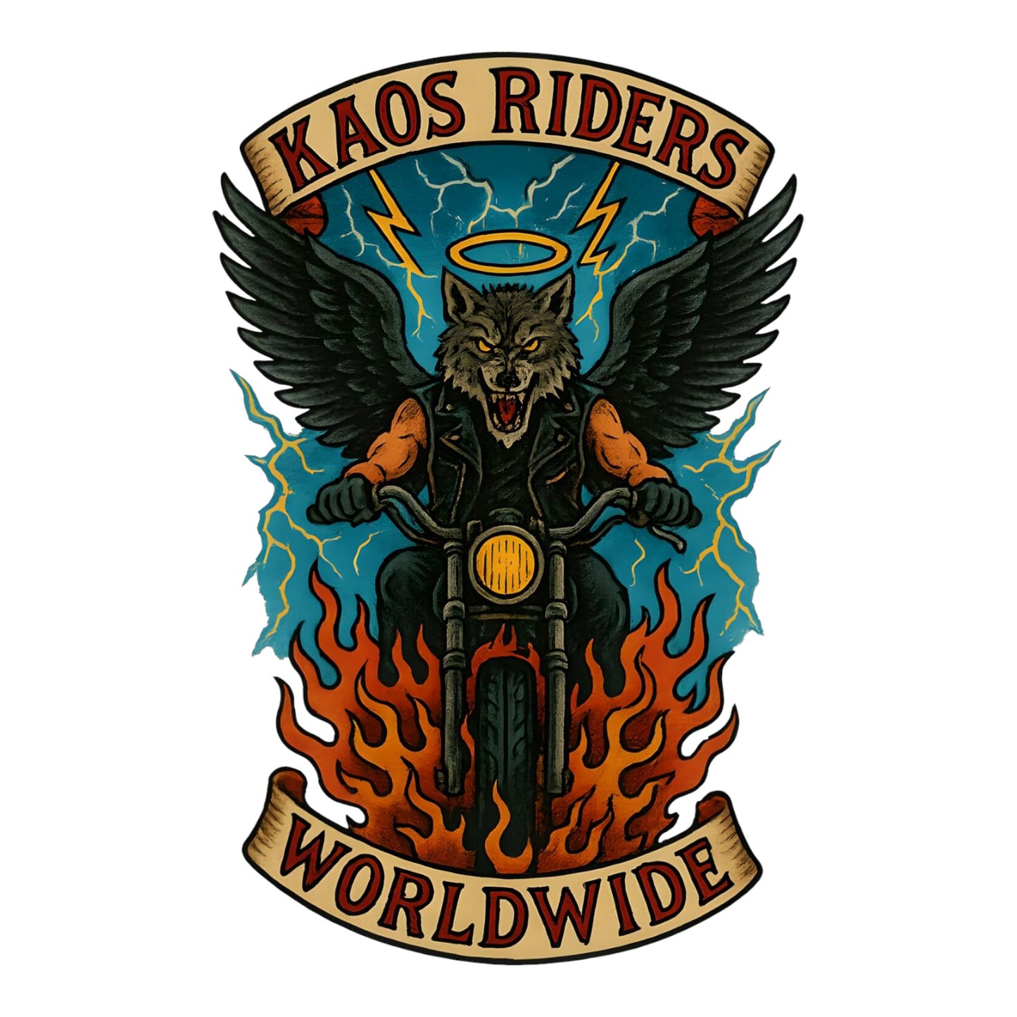 KAOS Riders Winged Wolf Motorcycle T-Shirt | KAOS CLOTHING D48