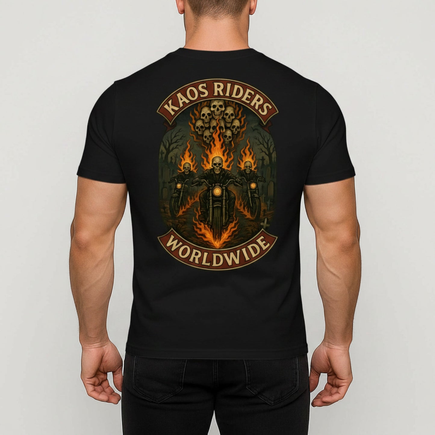 KAOS Riders Skeleton Motorcycle Crew T-Shirt | KAOS CLOTHING D59