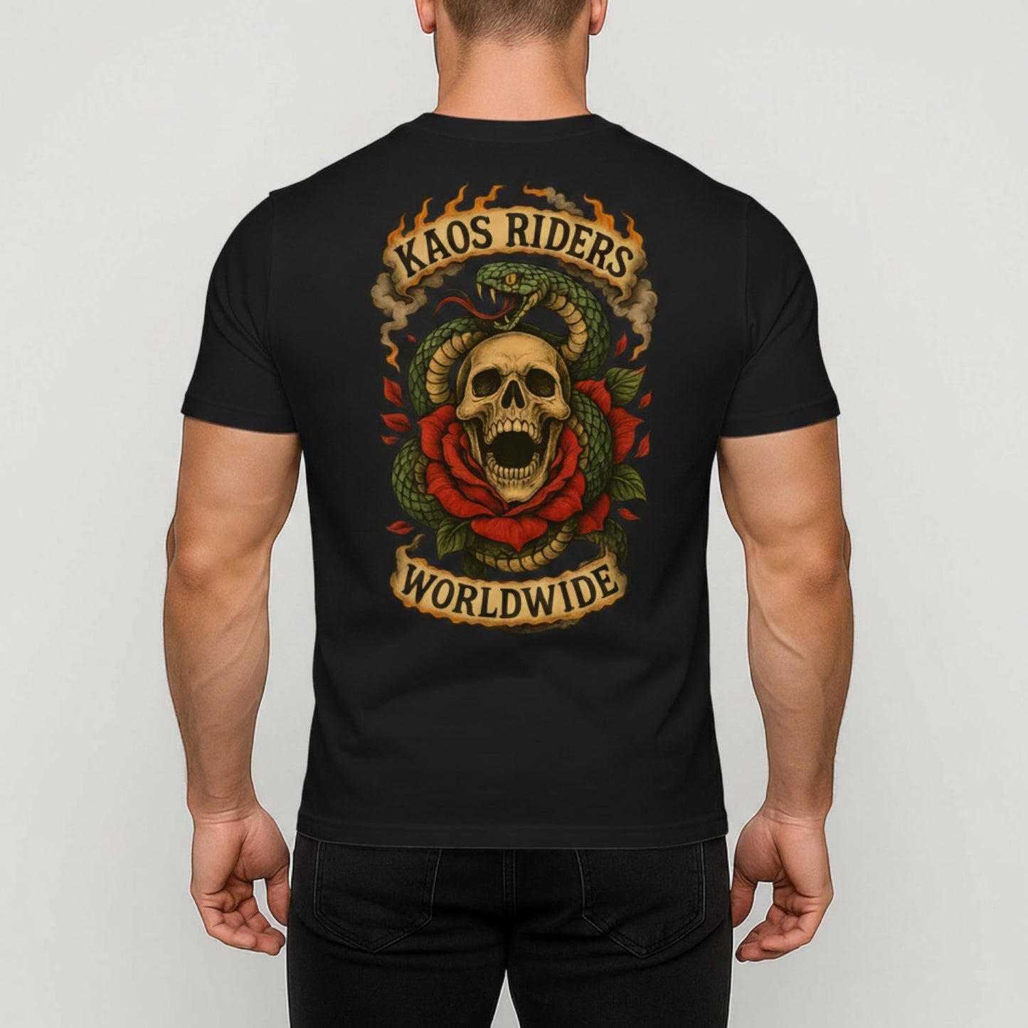 KAOS Riders Snake Skull Rose T-Shirt | KAOS CLOTHING D71