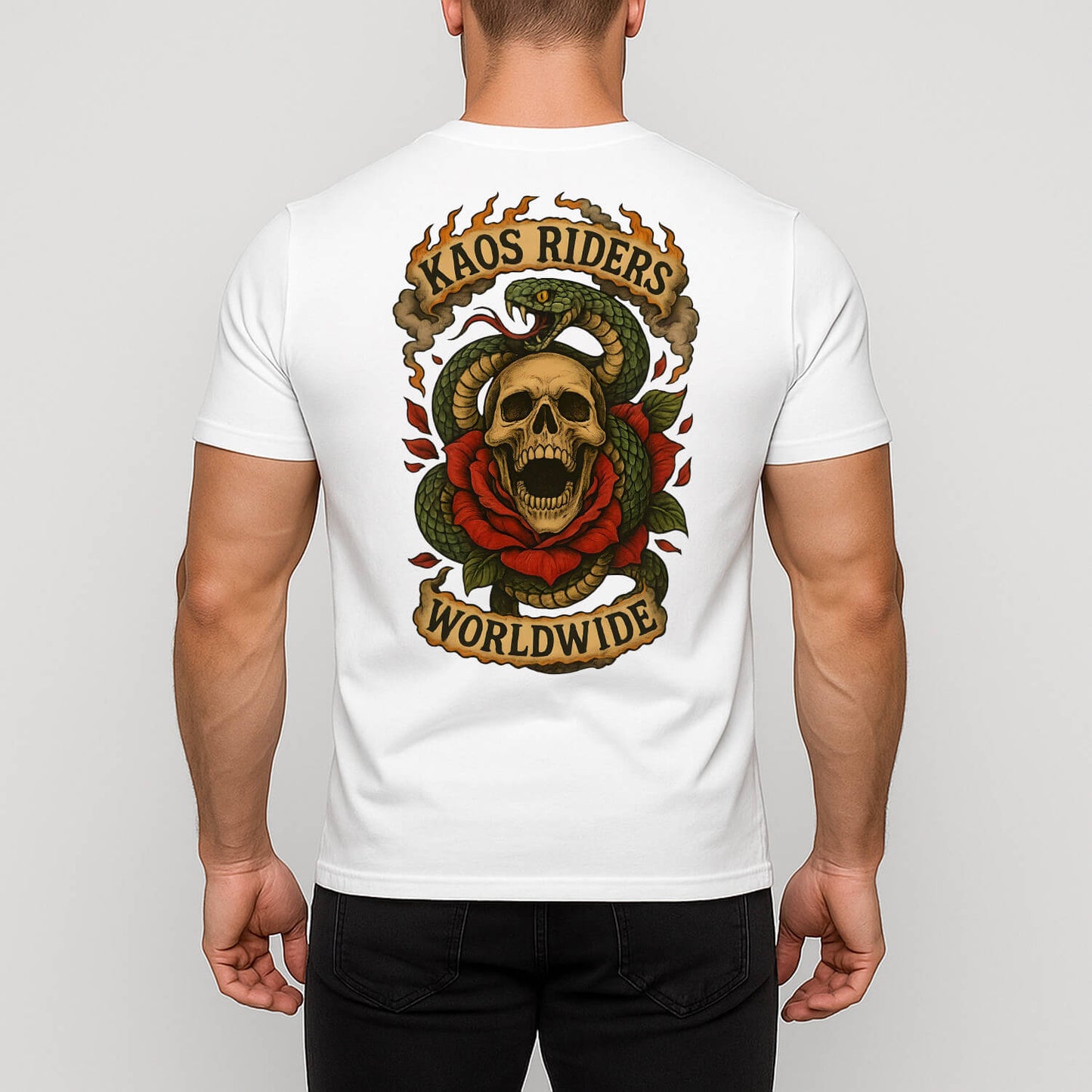 KAOS Riders Snake Skull Rose T-Shirt | KAOS CLOTHING D71