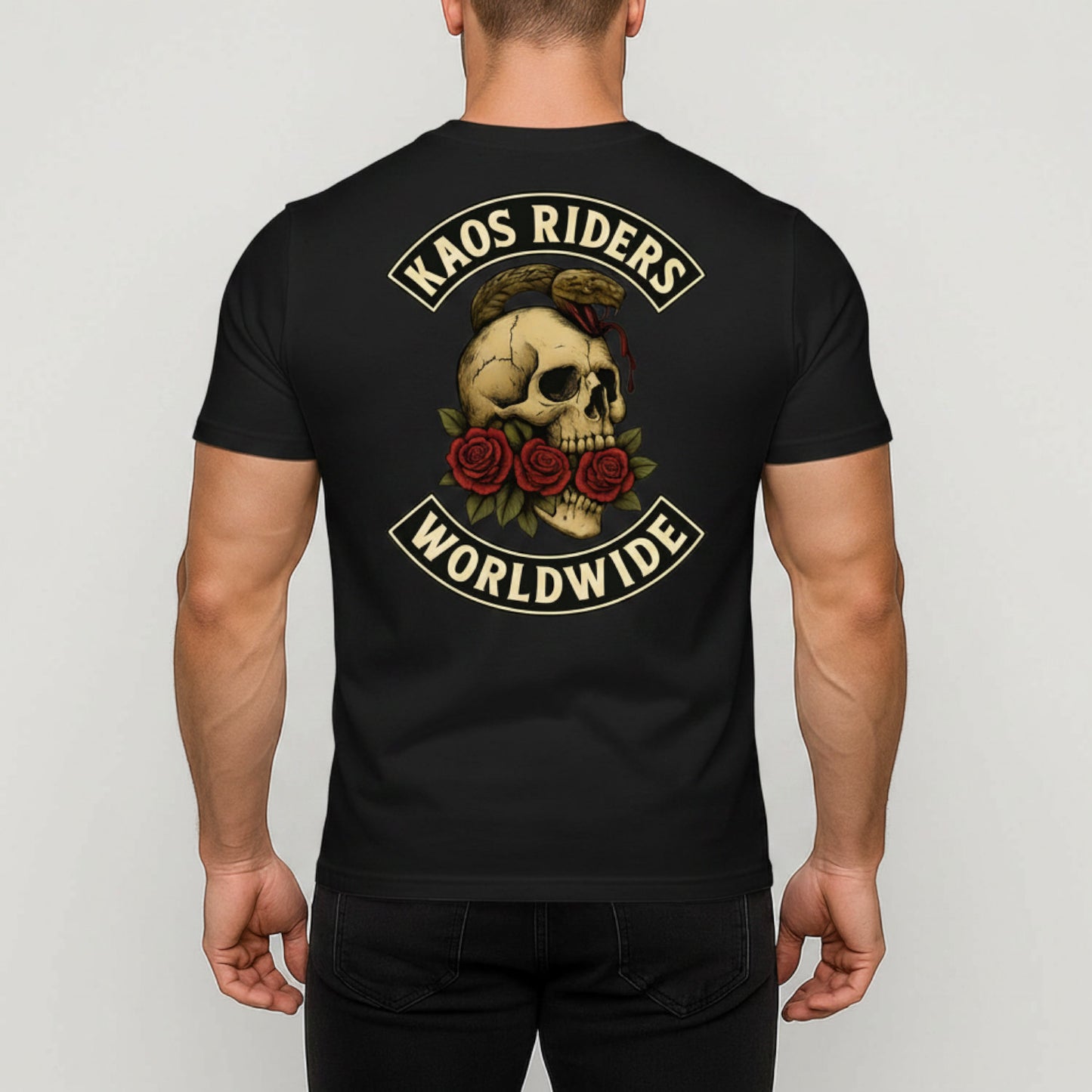 KAOS Riders Skull Snake and Roses T-Shirt | KAOS CLOTHING D73