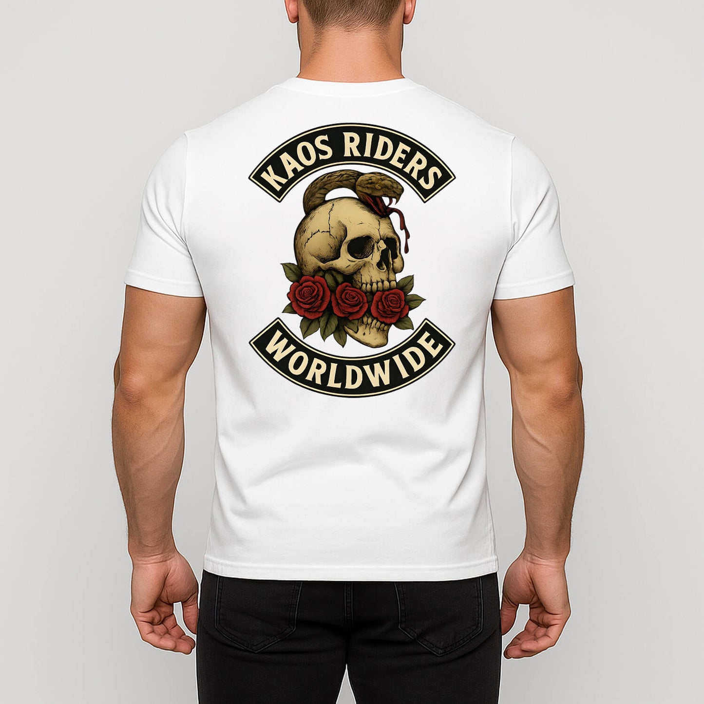 KAOS Riders Skull Snake and Roses T-Shirt | KAOS CLOTHING D73
