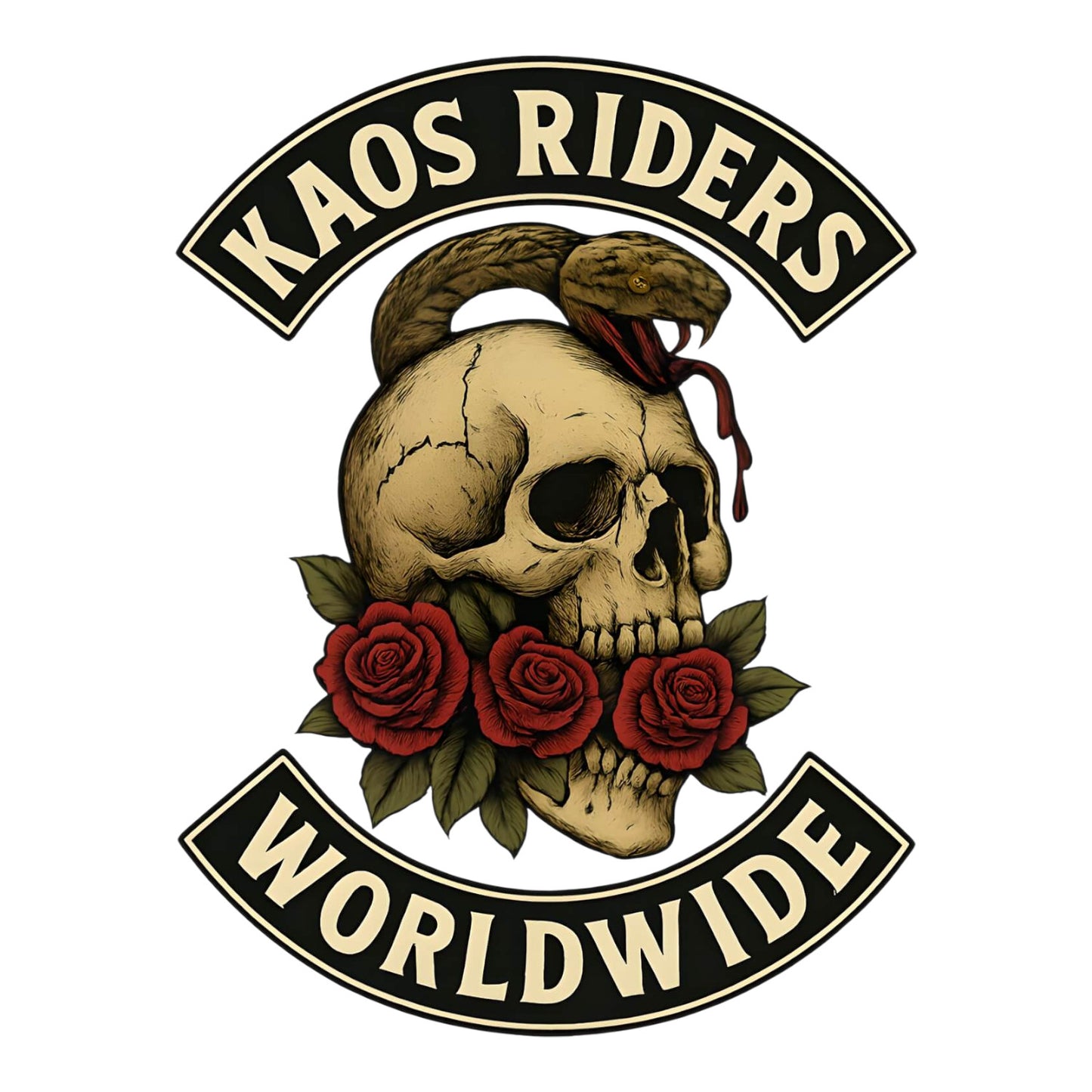 KAOS Riders Skull Snake and Roses T-Shirt | KAOS CLOTHING D73