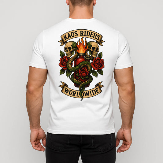 KAOS Riders Twin Skull Snake Bottle T-Shirt | KAOS CLOTHING D75