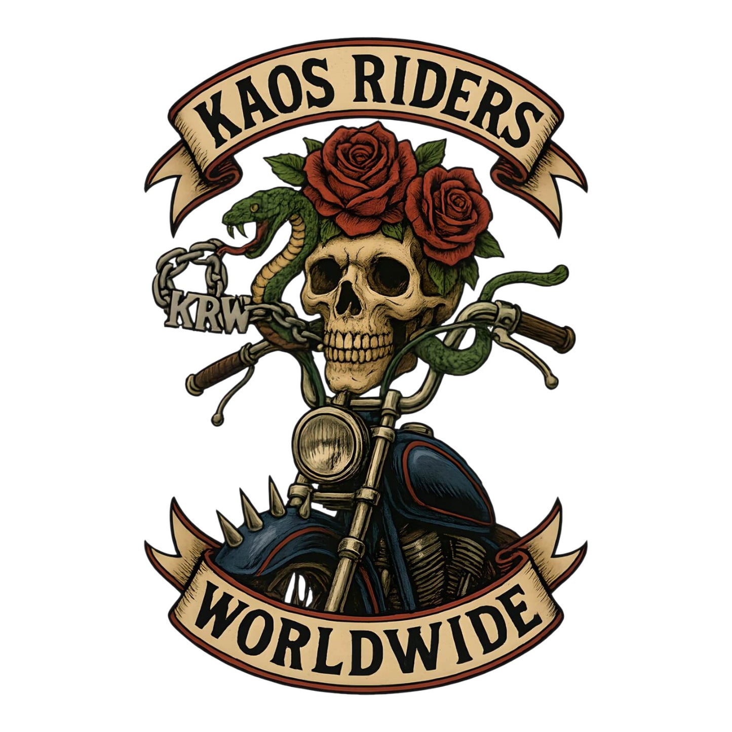 KAOS Riders Skull Motorcycle Snake T-Shirt | KAOS CLOTHING D76