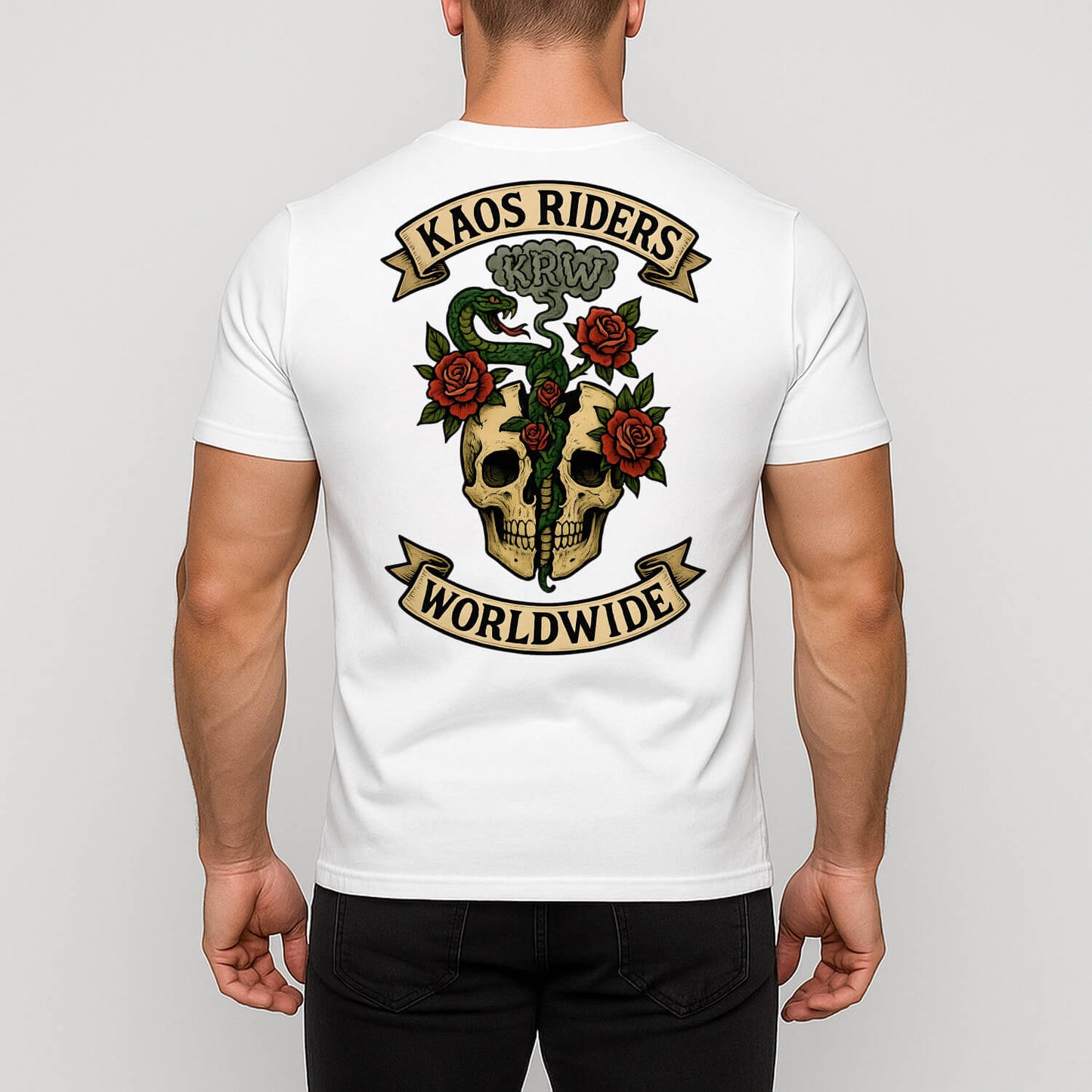 KAOS Riders Split Skull Snake Rose T-Shirt | KAOS CLOTHING D80