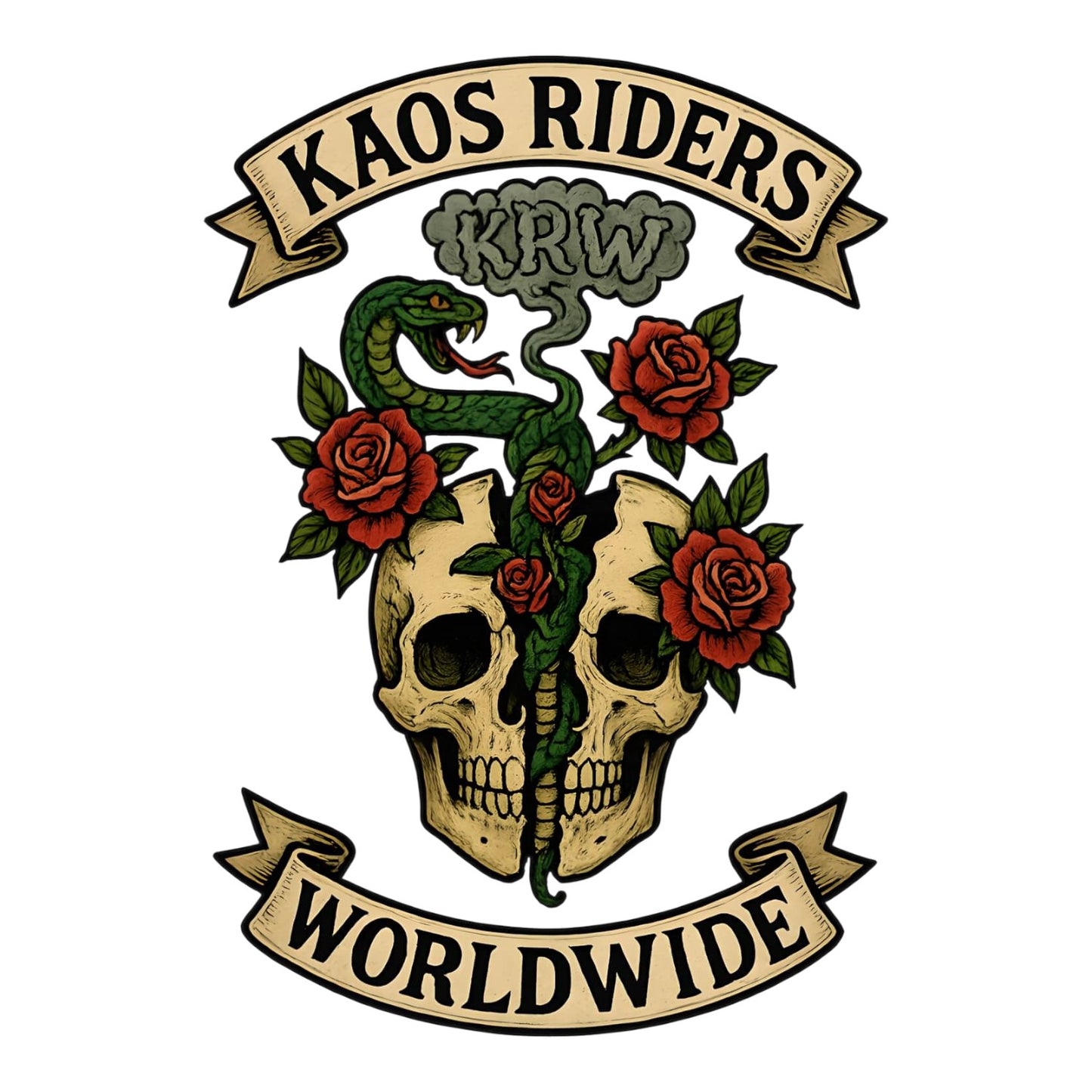 KAOS Riders Split Skull Snake Rose T-Shirt | KAOS CLOTHING D80
