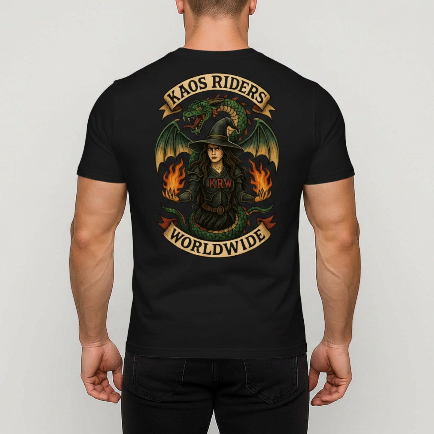 KAOS Riders Fire Witch Dragon Biker T-Shirt | KAOS CLOTHING D83