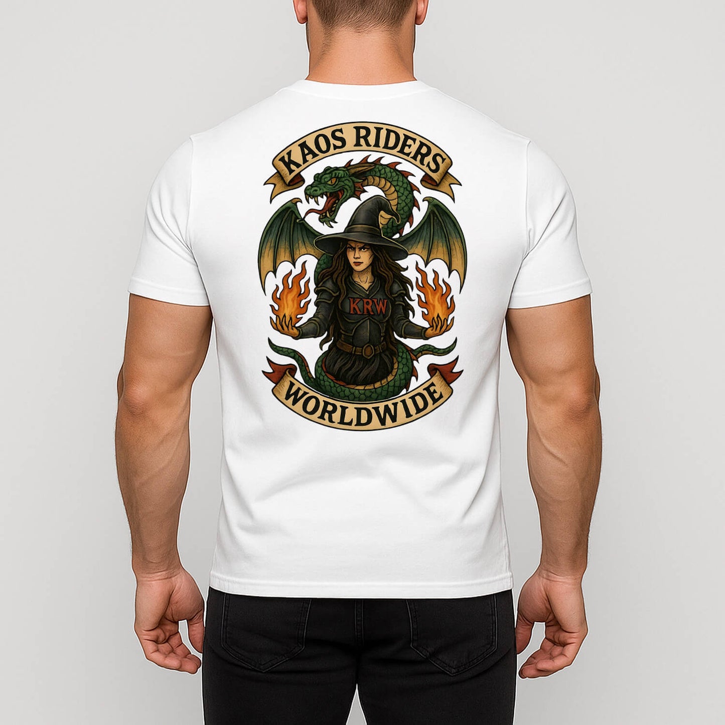 KAOS Riders Fire Witch Dragon Biker T-Shirt | KAOS CLOTHING D83
