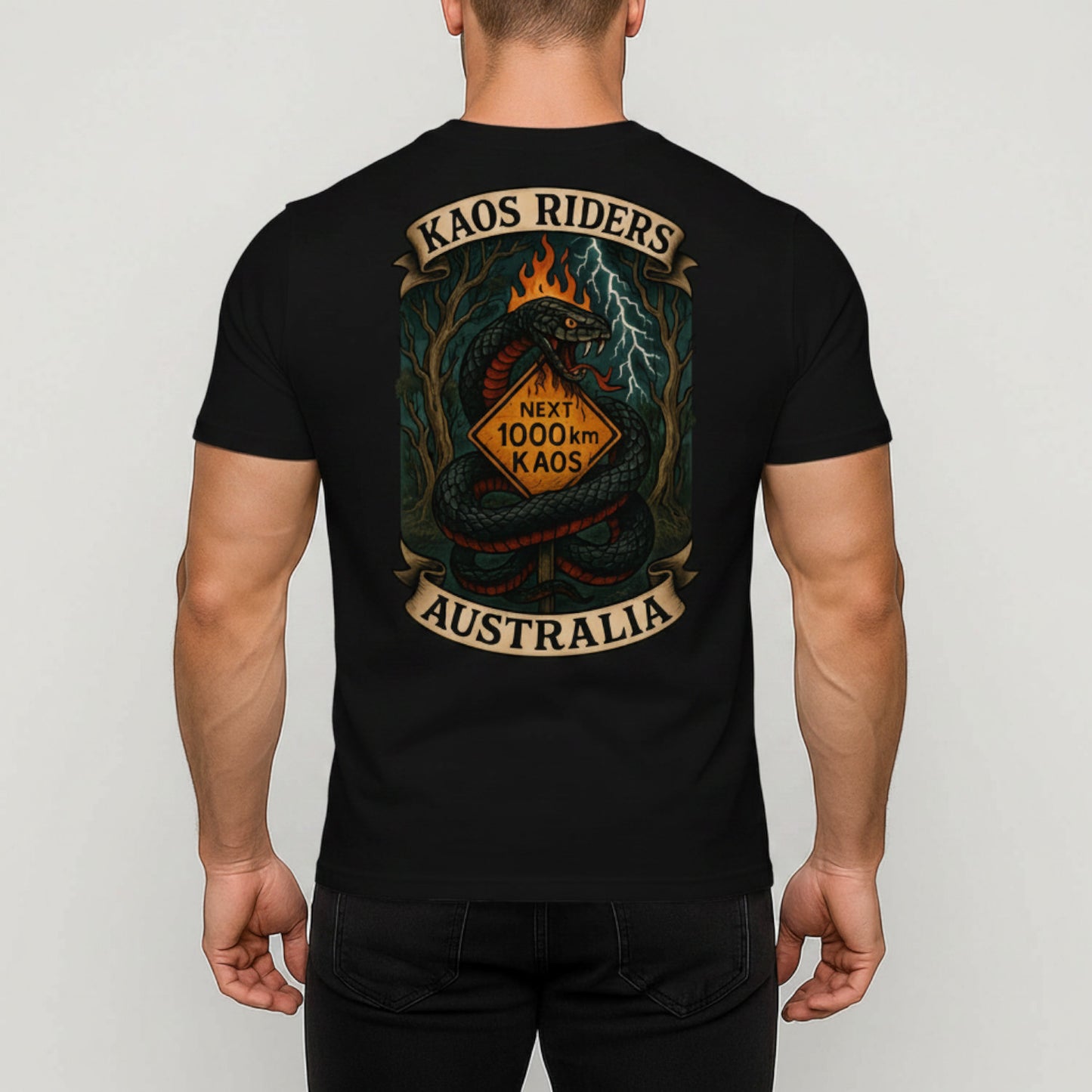 KAOS Riders Australian Snake Road Sign T-Shirt | KAOS CLOTHING D85