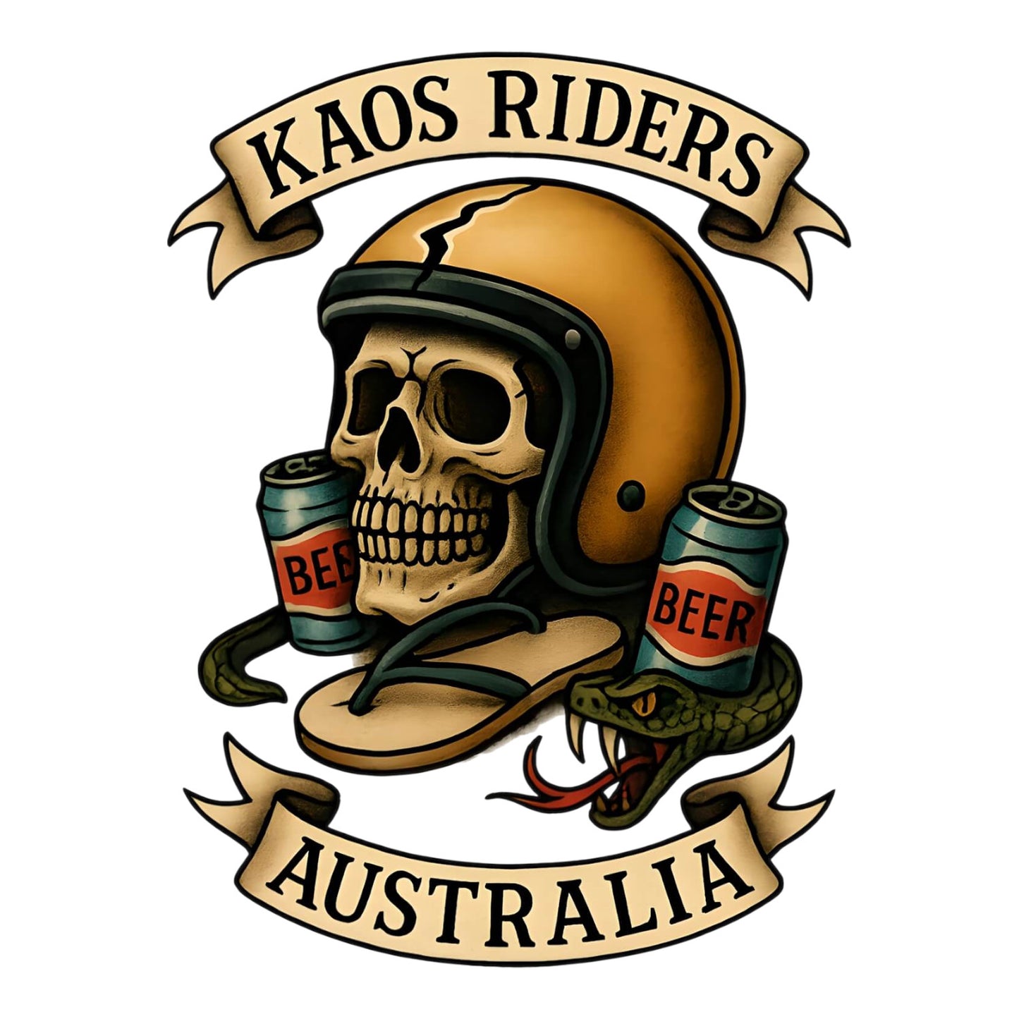 KAOS Riders Australian Beer Helmet Skull T-Shirt | KAOS CLOTHING D89