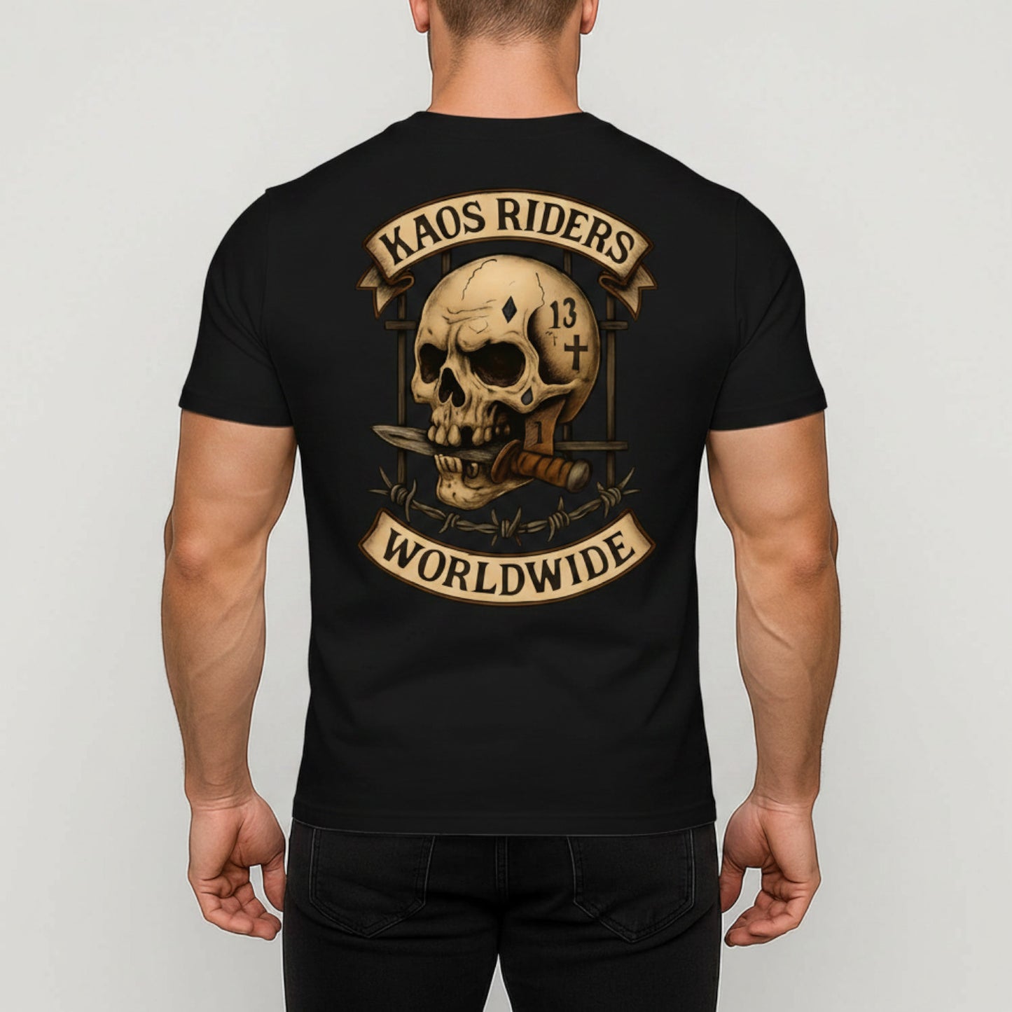 KAOS Riders Lucky 13 Prison Skull Biker T-Shirt | KAOS CLOTHING D90