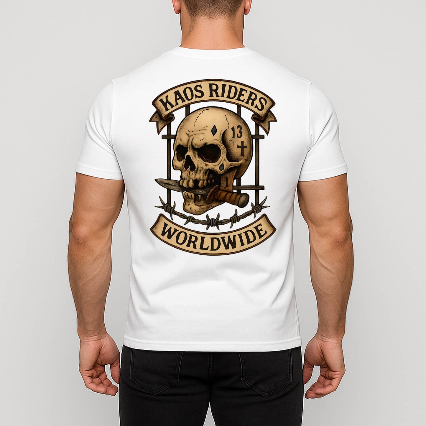 KAOS Riders Lucky 13 Prison Skull Biker T-Shirt | KAOS CLOTHING D90