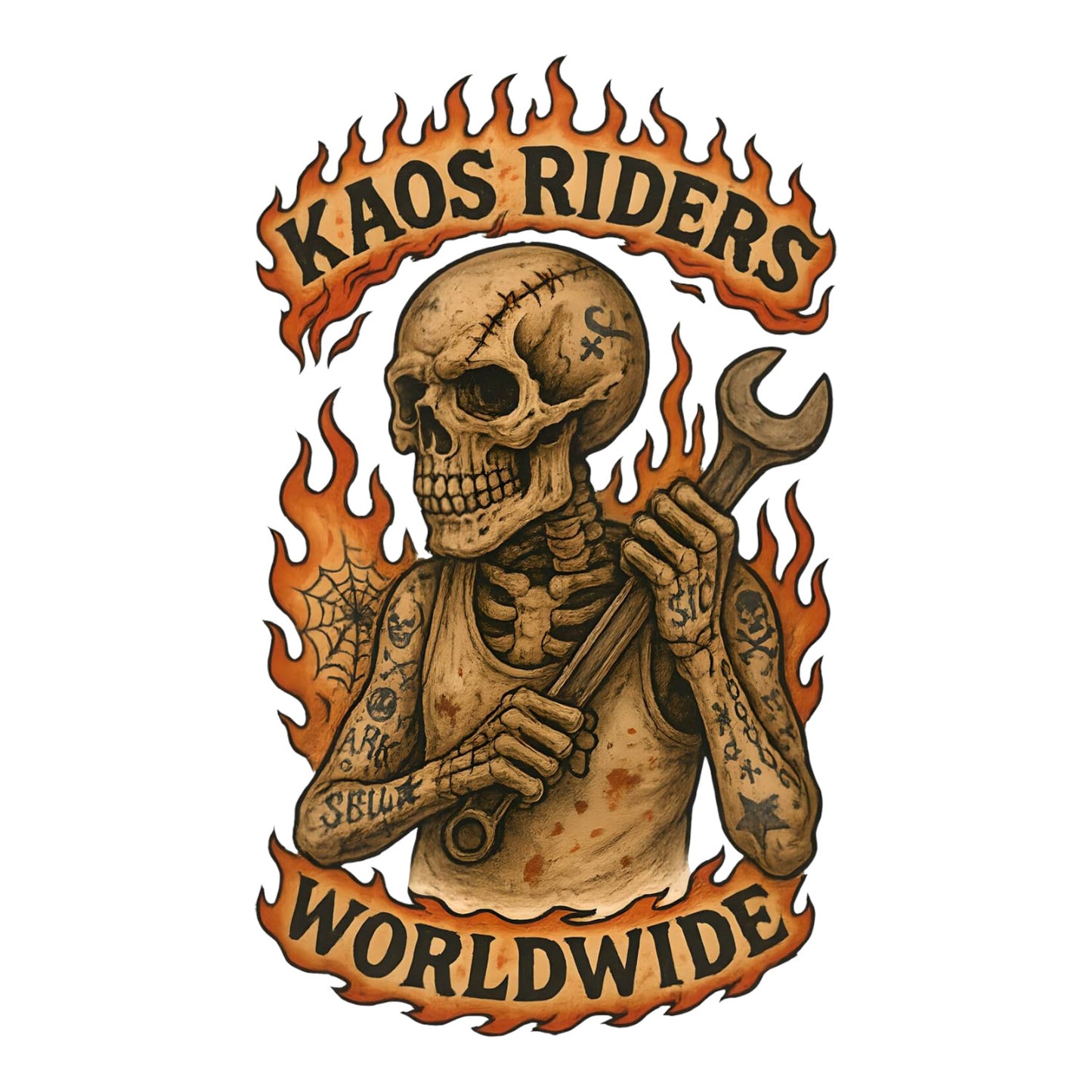 KAOS Riders Skeleton Mechanic Wrench T-Shirt | KAOS CLOTHING D96