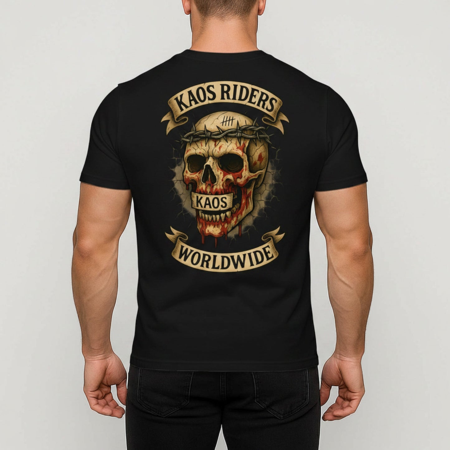 KAOS Riders Bloody Barbed Wire Skull T-Shirt | KAOS CLOTHING D99
