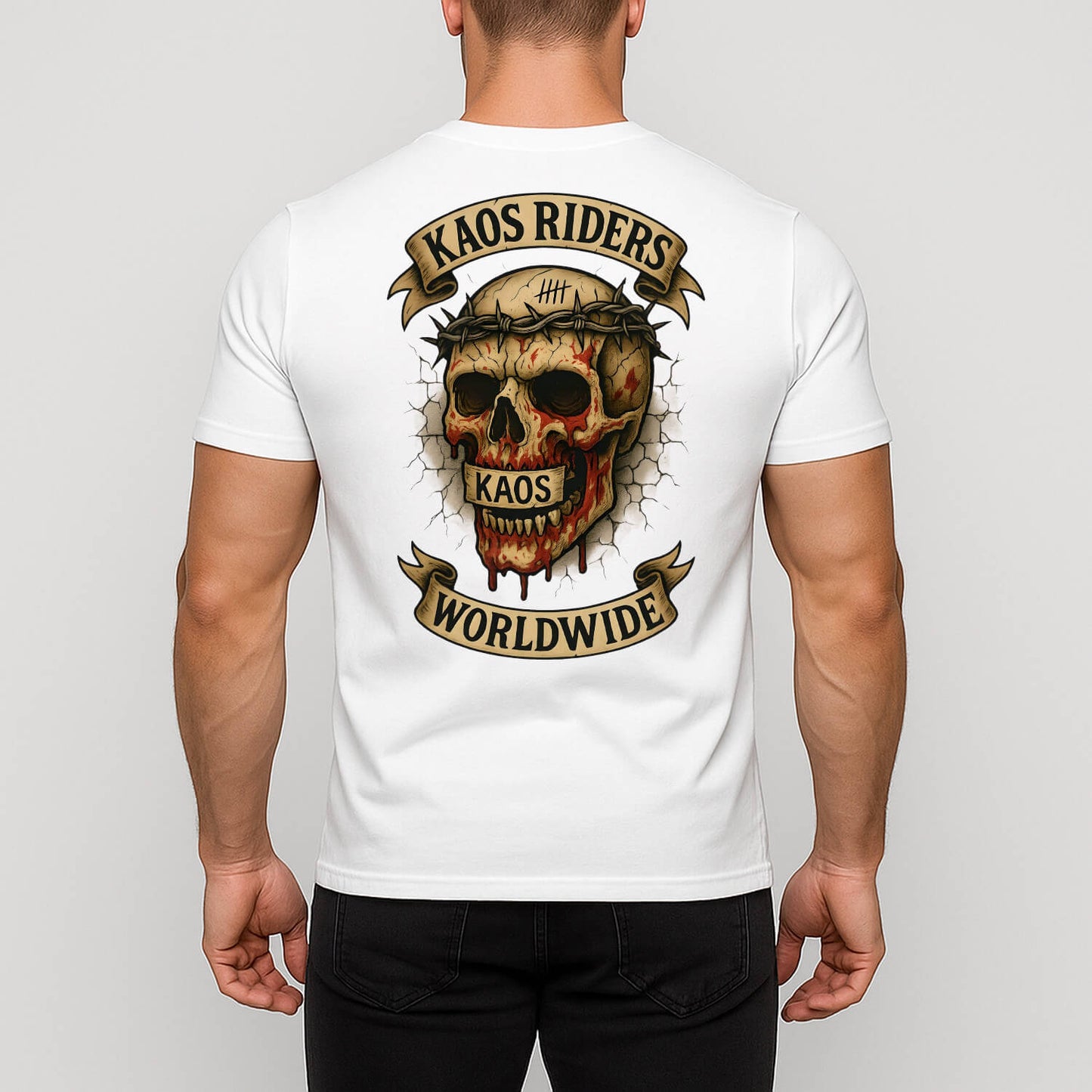 KAOS Riders Bloody Barbed Wire Skull T-Shirt | KAOS CLOTHING D99