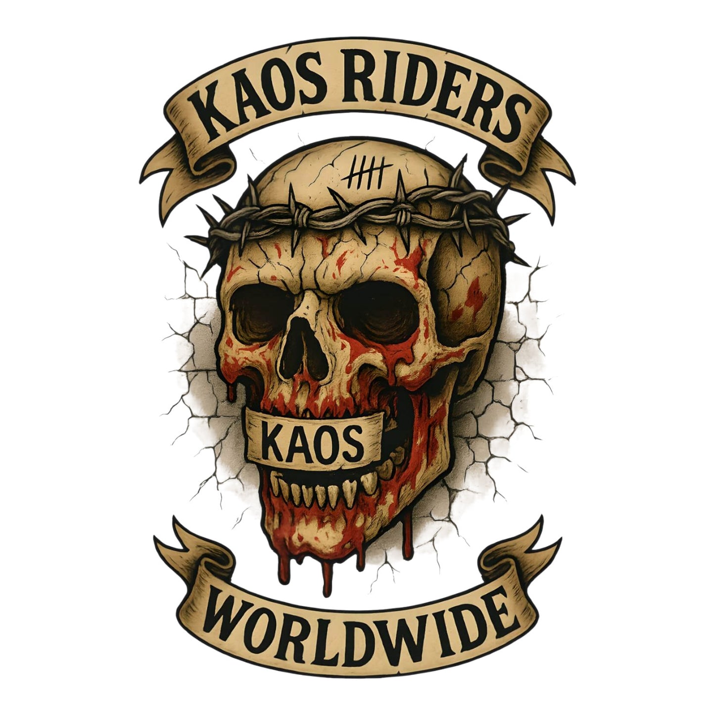 KAOS Riders Bloody Barbed Wire Skull T-Shirt | KAOS CLOTHING D99